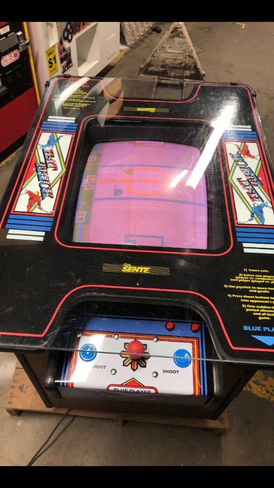 Midway Hat Trick Video Hockey Cocktail Table Arcade Game for sale